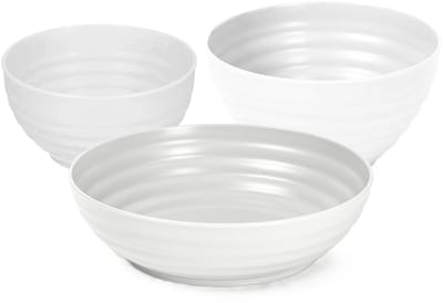Plasticforte onbreekbaar servies kommetjes - wit - kunststof - 13 x 7 cm - 15 x 8 cm - 19 x 5 cm - 12x stuks - Camping - Keuken