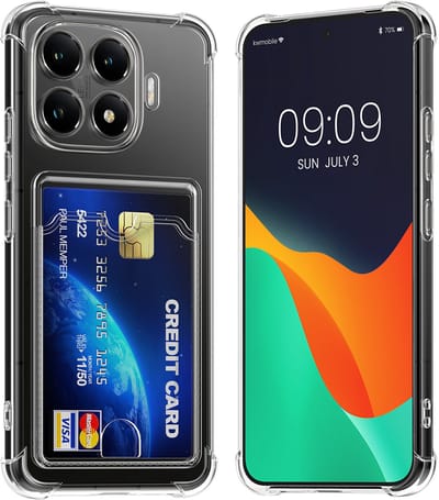 kwmobile Hoesje met kaarthouder voor Xiaomi 15T Pro - telefoonhoesje met kaartsleuf - Soft Case - beschermhoesje in transparant