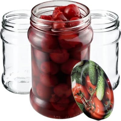 KADAX Kleine inmaakpotten, 315 ml, diameter 66 mm, potten voor honing, jampotten met deksel, luchtdichte, ronde potten (10 stuks, groente)