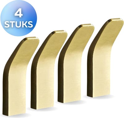 Ragnal Handdoekhaakjes Zelfklevend - Goud - set van 4 - Handdoekhouder- Handdoekhaak - haken – Wandhaken - Ophanghaak - Badkamer - 3M plakstrip of Lijm - RVS