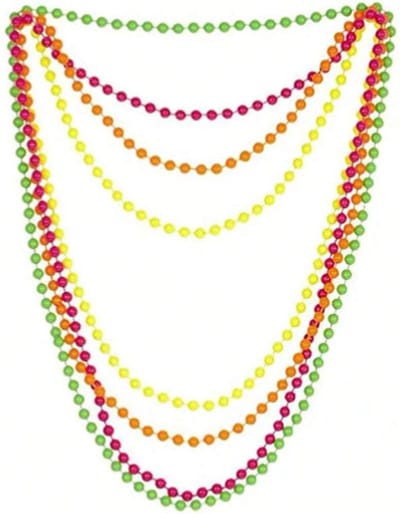 disco parel halsketting Fluo Neon (4 stuks) | Carnaval | Kamping Kitch | Carnaval outfit | Accessoire | Foute Party | Carnavalskleding | Verkleden | Disco | 80s