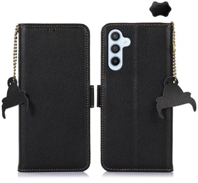 Lederen BoekCover Etui Hoes geschikt voor Samsung Galaxy S26 - Zwart - V1