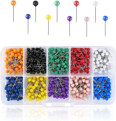 500 stuks punaises - push-pins - gekleurde kop-kaart kaartspijkers met diverse kleurtips - roestvrijstalen kleine ronde kop-markeringspinnen - voor prikborden, stof, kantoor, muur (10 kleuren）