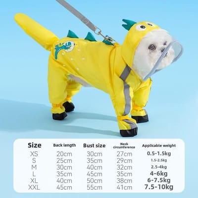 Hond Vierbenig All-inclusive Kleine Dinosaurusvorm Tractie met Voeten Regenjas met Staart Waterdicht Teddy Poncho Huisdierkleding M