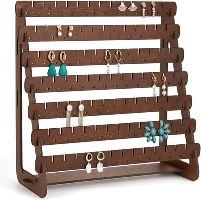 Oorbellen Organizer - 7 lagen - Oorbellenrek - Oorbellenrekje - Oorbellen Display Standaard - Oorbellen Houder - Oorbellenstandaard - Stud Oorbellen Organizer Opslag - Oorbellenrek met haakjes - Oorbellen Display - Oorbellen Houder Organizer - Houten