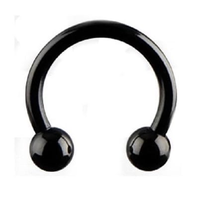 Zwarte titanium 8 mm Horseshoe Piercing 1,6 mm met 3 mm Balletjes. RH-Jewelry[High Quality Piercing]
