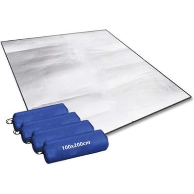 Aluminiumfolie Slaapmat voor Kamperen 200x200 cm Isolerende Mat Thermisch Deksel Opvouwbare Tentmat Vloermat Ultralicht Praktisch Gebruik 100x200cm white