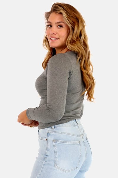 Getdrezzed Top - Maat: XL - Dubbel gevoerde top met plooidetail gemêleerd grijs