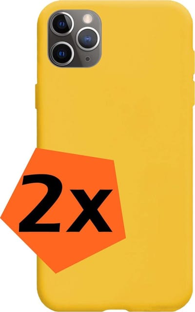 Hoes - 2 Stuks - Geschikt voor Apple iPhone 11 Pro - Sterk & Shockproof - Case Siliconen - Back Cover - Telefoon Hoes - Geel