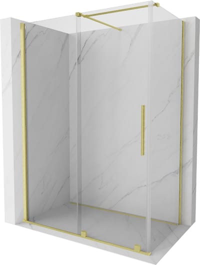 Mexen Velar schuifdouchecabine 130 x 70 , transparant, geborsteld goud - 871-130-070-01-55