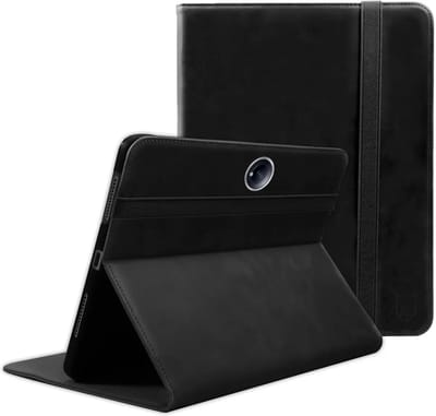 Rosso Deluxe Hoes Geschikt voor OnePlus Pad 2 | Book Case Echt Leer | Sleep/Wake | Standaard | Penhouder | Beschermhoes Zwart