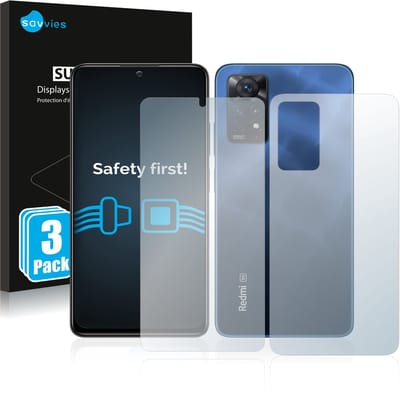 Savvies - Screenprotector voor Xiaomi Redmi Note 11 Pro 5G (Voor+Achter) - Folie Beschermfolie transparant 6 Stuks