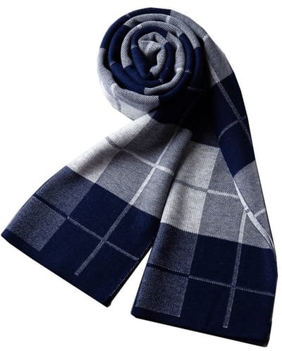 Woolblend Sjaal Heren - Geruite Sjaal - Blue & Grey