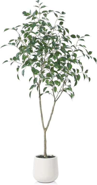 Kunstmatige Ficusboom 150 cm - Levensechte Nepplant met Witte Plantenbak voor Thuis en Kantoor