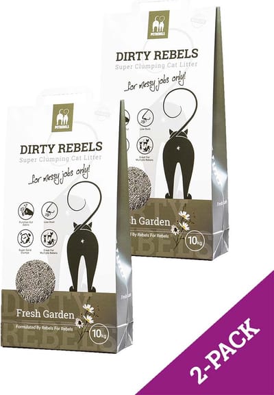Dirty Rebels kattenbakvulling FRESH-GARDEN - 2-pack (2x10 L) - extreem snel klontvormend