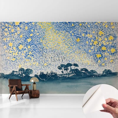 Coloray Zelfklevend Behang - Sterabstractie Stickerbehang op rol - 416x254 cm - Blauw Zelfklevend Behang - Voor de woonkamer, slaapkamer en kantoor - Peel-and-stick techniek - Zelfklevend fotobehang