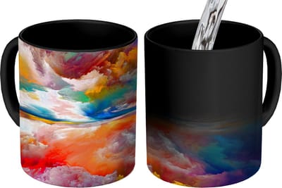 Magische Mok - Foto op Warmte Mokken - Koffiemok - Schilderij - Olieverf - Abstract - Wolken - Magic Mok - Beker - 350 ML - Theemok