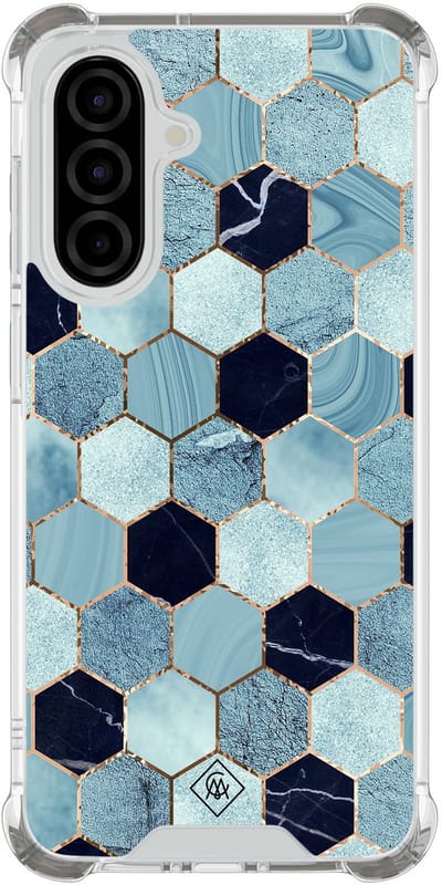 Casimoda® hoesje - Geschikt voor Samsung Galaxy A36 - Blue Cubes - Shockproof case - Extra sterk - TPU/polycarbonaat - Blauw, Transparant