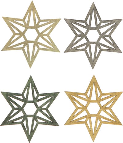 Houten sterren kerstdecoratie houtdecoratie sterren groen 8cm 16 st, 1
