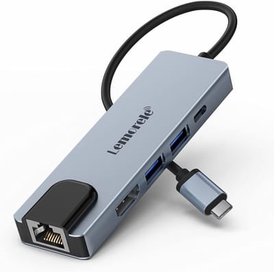 Lemorele TC15 – Multiport Adapter – 5-in-1 USB-C Hub – HDMI 4K – RJ45 LAN – PD 100W – SD/TF – Voor MacBook, Laptop & Tablet