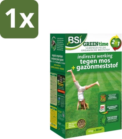 BSI – Organisch-Minerale Gazonmeststof – Indirecte Mosbestrijding – 4 kg (40 m²) - 1 stuk