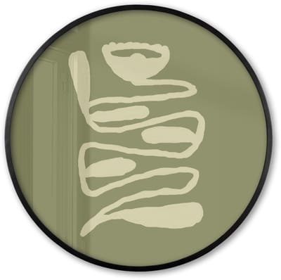 Poster in lijst Rond - Fotolijst 60x60 cm - Posters - Groen - Abstracte kunst - Modern - Ronde posterlijst zwart - Decoratie - Wanddecoratie woonkamer - Muurdecoratie slaapkamer