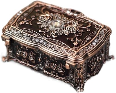 Juwelendoosje Kleine Opbergdoos - Sieraden Organizer - Sieraden Beschermen - Antiek Reliëf Design - 5x8 cm Binnenmaat - Bruin
