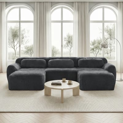 U-vormige modulaire sofa - geen montage nodig - antislipbasis - met kussens - geschikt voor woonkamer - slaapkamer - studeerkamer - grijs