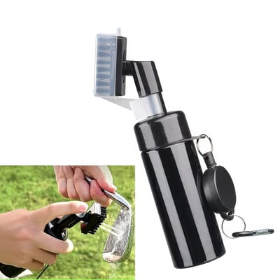 Stripe golfborstel met waterreservoir 2-in-1 zwart voor je golftas