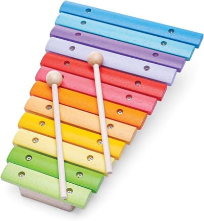 Houten Xylofoon - Muziekinstrument Kinderen - Vroege Muzikale Ontwikkeling - Kleurrijke Notenbalken - 4 x 35 x 24 cm - Multicolor