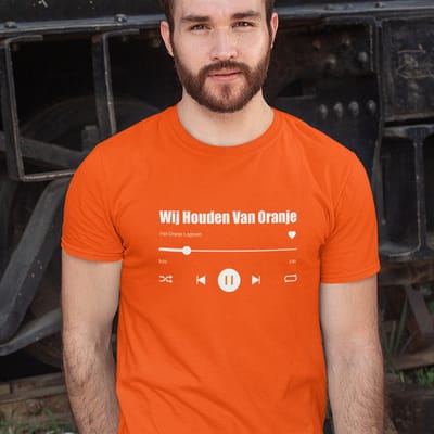 Oranje T-shirt EK WK Wij Houden Van Oranje Music Player - MAAT XS - Heren Feestkleding & Carnavalskleding
