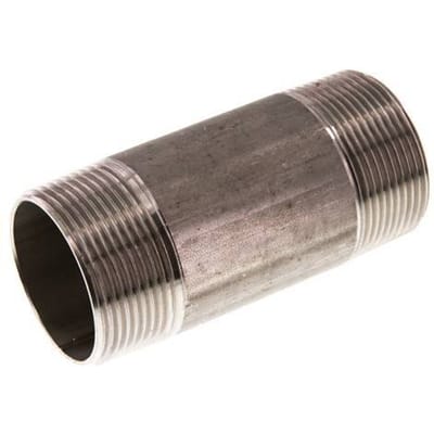 R 1 1/2'' RVS Dubbele Pijpnippel 20 Bar DIN 2982 - 100mm - FL2S-M-ST-112R-100L