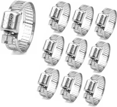 304 RVS Slangklemmen Set van 10 Stuks, Verstelbare Klemmen voor Slangen van 16-25mm, Ideaal voor Gasleidingen en Huishoudelijk Gebruik