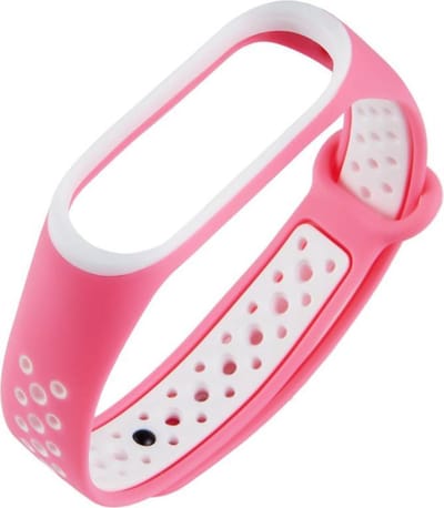 KELERINO. Siliconen bandje geschikt voor Xiaomi Mi Band 3 / 4 - Roze / Wit