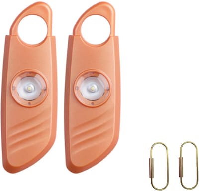 Alarm - Persoonlijk Zakalarm - Paniekalarm - Ouderenalarm - Senioren Alarm - Vrouwenalarm - 2-delige veiligheidssleutelhanger Persoonlijk alarm - Luid 130 dB veiligheidsalarm met stroboscoop - voor vrouwen en meisjes - Senioren - oranje kleur