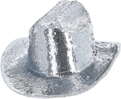 Fever - Deluxe Sequin Cowboy Hat Kostuum Hoed - Zilverkleurig