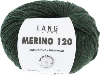 Lang Yarns Merino 120 - 398 donkergroen mix - Merinowol Garen