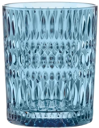 Elegante drinkglazen set - ideaal voor whisky en rum - 2 stuks - vintage blauw - kristalglas