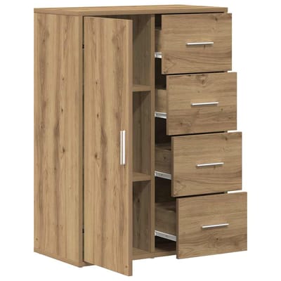 vidaXL - Dressoir - Artisan - Eiken - 60 - x - 31 - x - 84 - cm - Bewerkt - hout