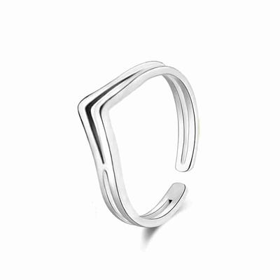 WeLoveSilver - zilverkleurige teenring - V-vorm - chirurgisch staal