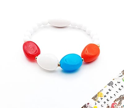 Jeannette-Creatief® - Holland - Armband Acrylkralen Rood Wit Blauw Goud - Armband - Koningsdag - WK