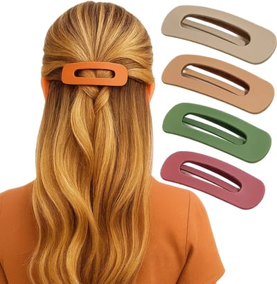 4-Delige Elegante PVC Haarclip Set – Groot Formaat 10,5 × 3,2 × 2,5 cm – Mat Effen Kleur – Ovale Haarspeld – Stijlvolle Haaraccessoire voor Dames