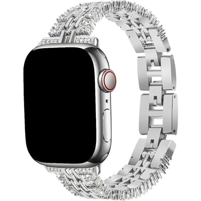 123watches bandje Eline - staal - zilver - 38 · 40 · 41 & 42 mm - Geschikt voor Apple Watch series 1/2/3/4/5/6/7/8/9/10/11/12/SE/SE2/SE3