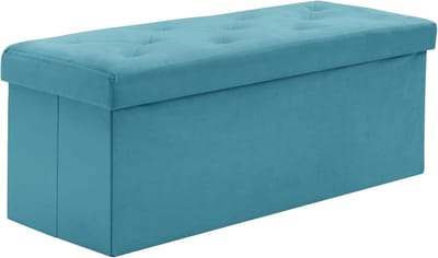 Zitbank met opbergruimte en opvouwbare poef - Fluwelen zitkist voor woonkamer, slaapkamer en hal - Groen 110 x 40 x 40 cm