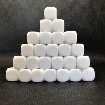 blanco dobbelstenen 15 mm , set van 25