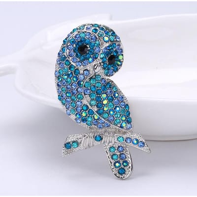 Europese En Amerikaanse Persoonlijkheid Volle Boor Uil Broche Alles-Match Mode Herenpak Jas Strass Broche Accessoires gray