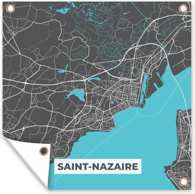 Tuin poster Stadskaart – Frankrijk – Kaart – Saint-Nazaire – Plattegrond - 200x200 cm - Tuindoek