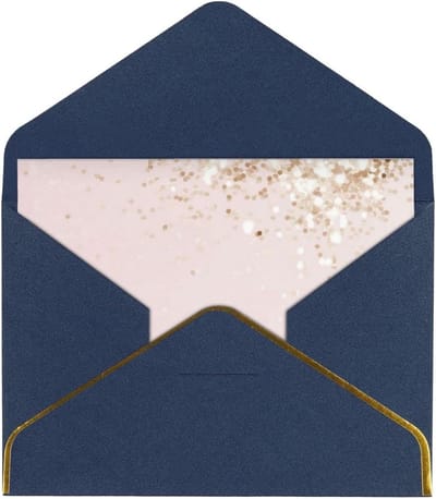 Wenskaart Glitter - Dank u kaart Valentijnskaart - Groeten Versturen - Parelmoer effect - 11.4 x 15.2 cm - Rosé Goud
