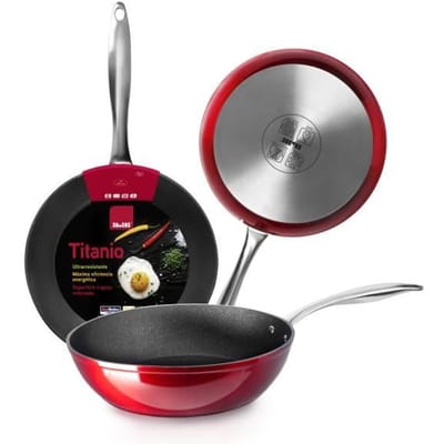IBILI - Koekenpan Honda Red Rock, 24 cm, Aluminium, Quantanium anti-aanbaklaag, Geschikt voor inductie