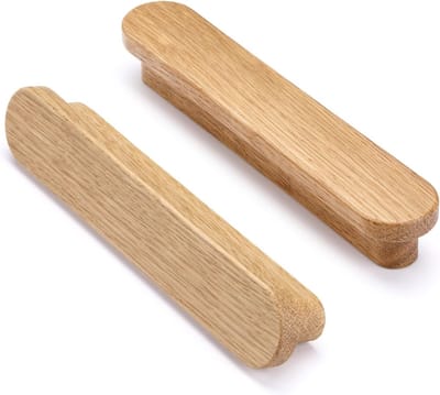 6 Stuks Houten Meubelhandgrepen, 128mm Gatafstand, Ideaal voor Keuken- en Ladenmeubels, Eikenhout